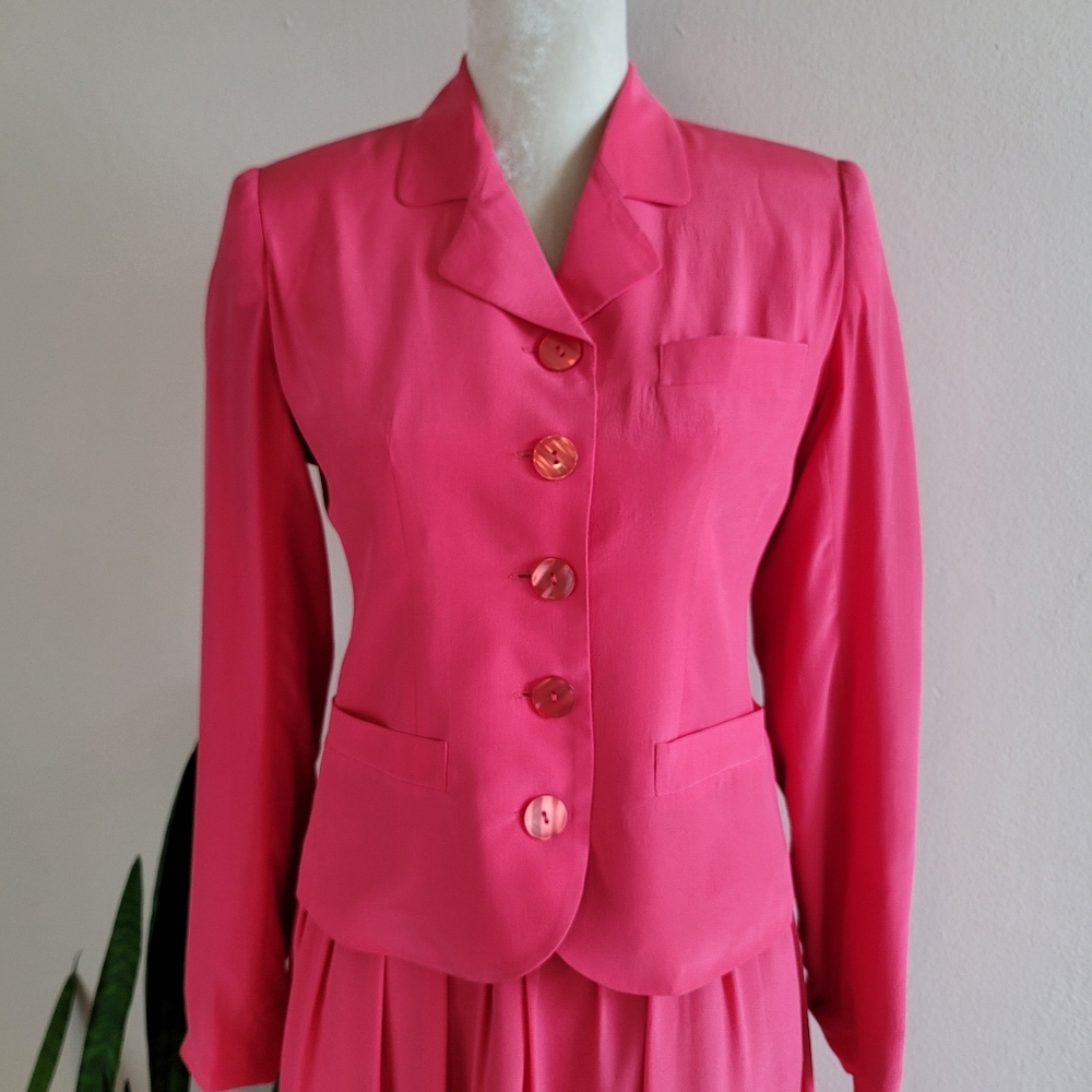 VTG 80s Silk David Hollis Skirt Set - Picture 2 of 12